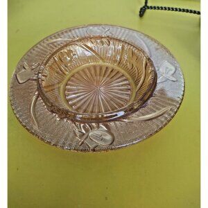 Vintage Jeannette Iris & Herringbone Butter Dish Bottom Marigold Carnival Glass